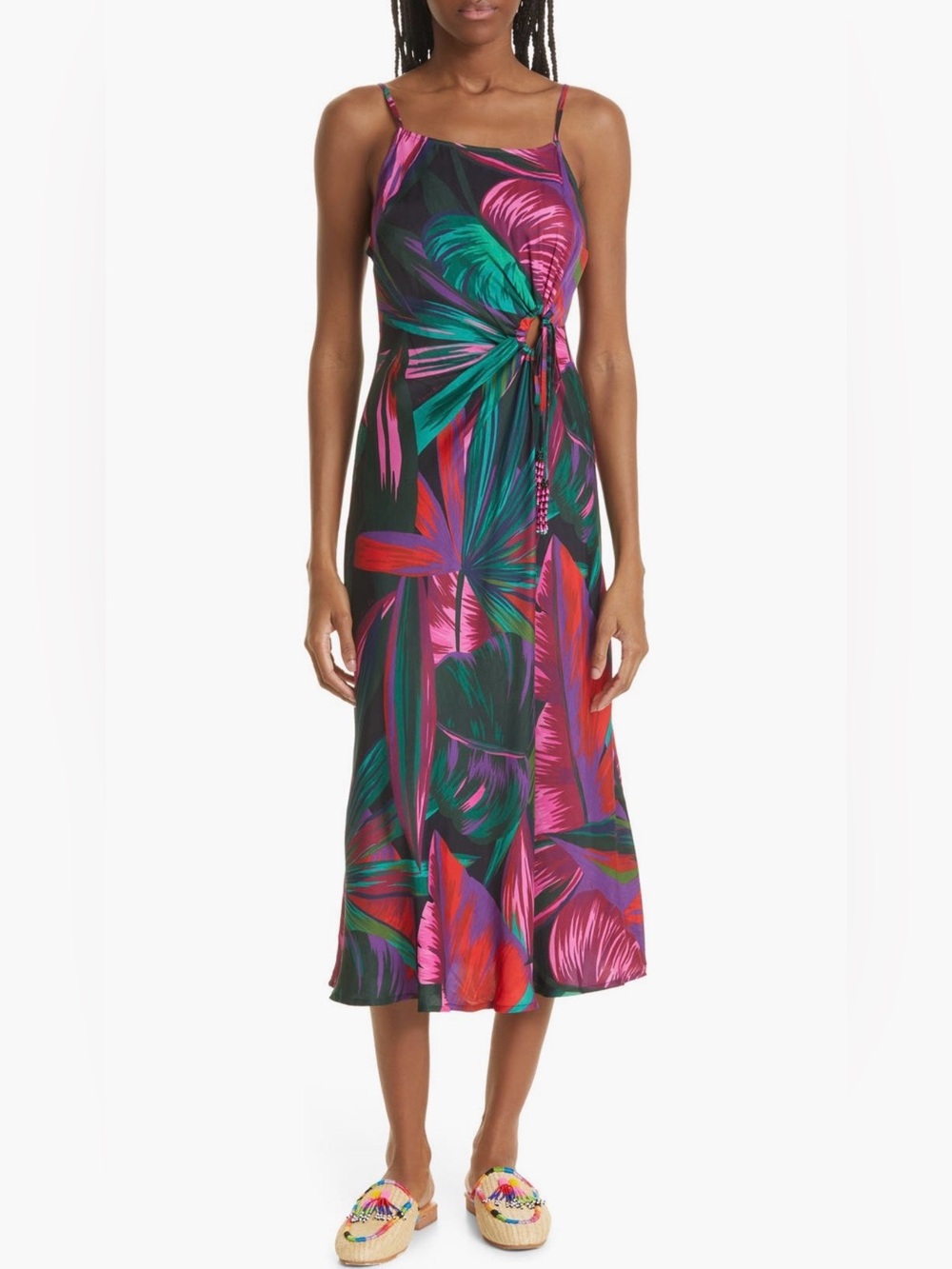 Farm Rio FRUIT BRUSH CUTOUT MIDI DRESS, Size M